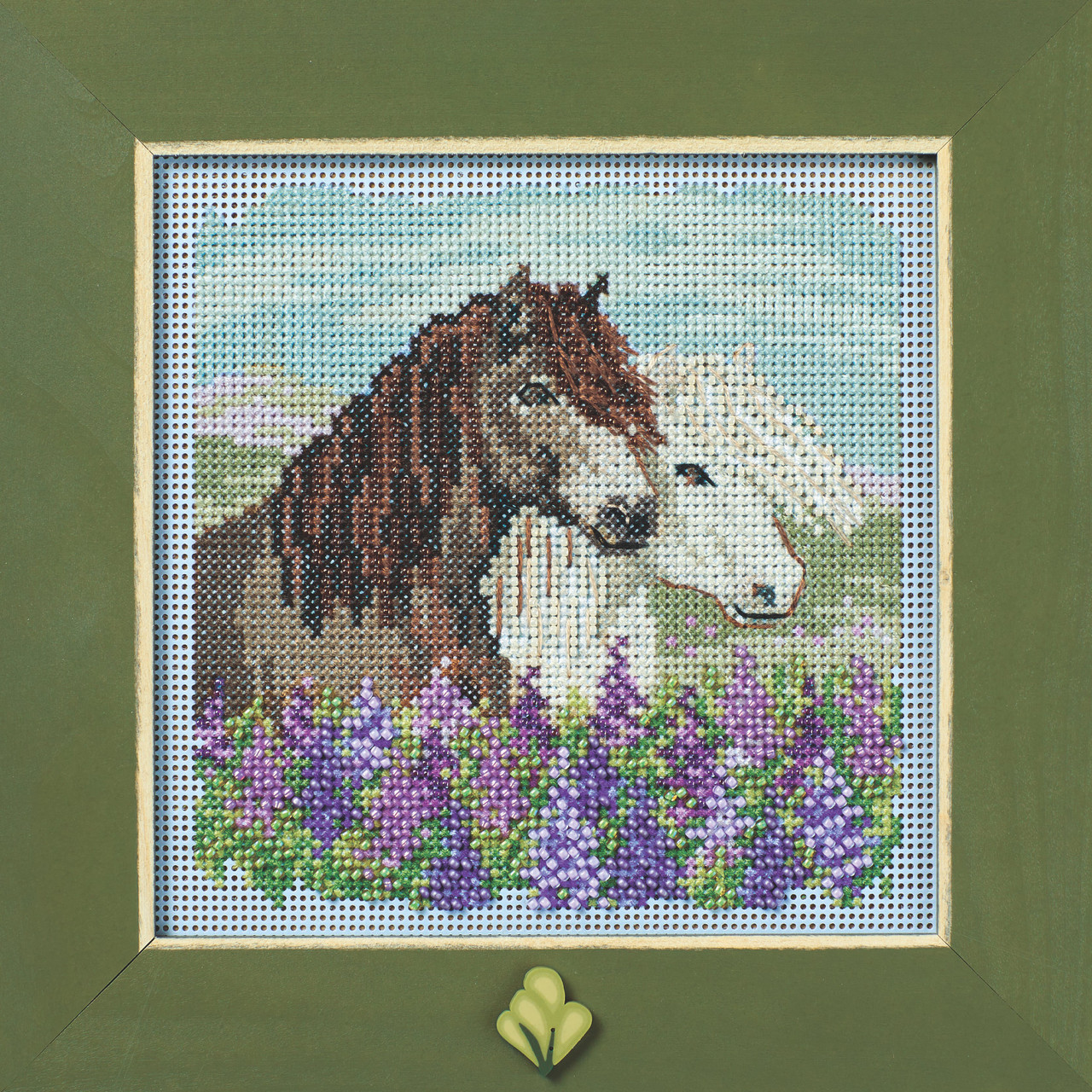 Icelandic Horses Cross Stitch Kit Mill Hill 2024 Buttons & Beads Spring MH142415
