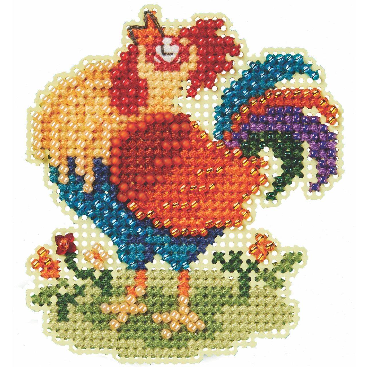 Papa Rooster Counted Cross Stitch Kit Mill Hill 2024 Spring Bouquet MH182413 papa-rooster-counted-cross-stitch-kit-mill-hill-2024-spring-bouquet-mh182413