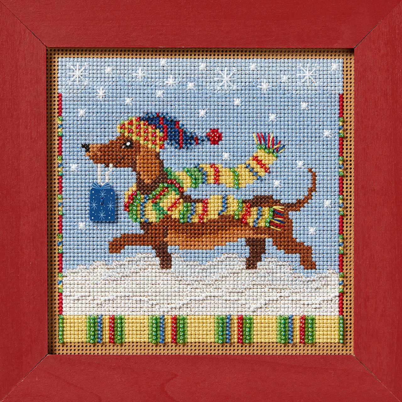 Dashing Dachshund Cross Stitch Kit Mill Hill 2024 Buttons