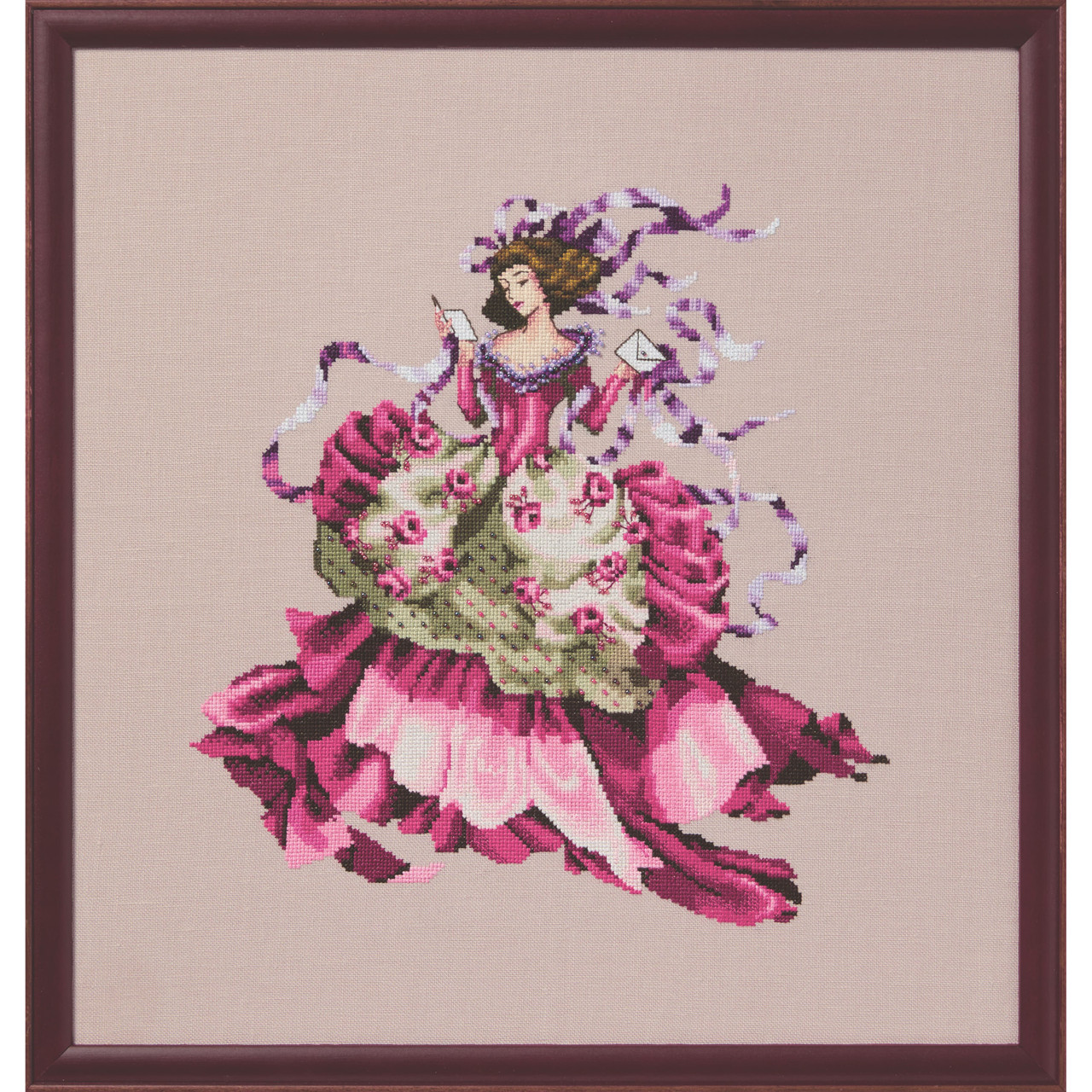 Pretty in Pink Cross Stitch Kit Chart Beads Mirabilia Nora Corbett