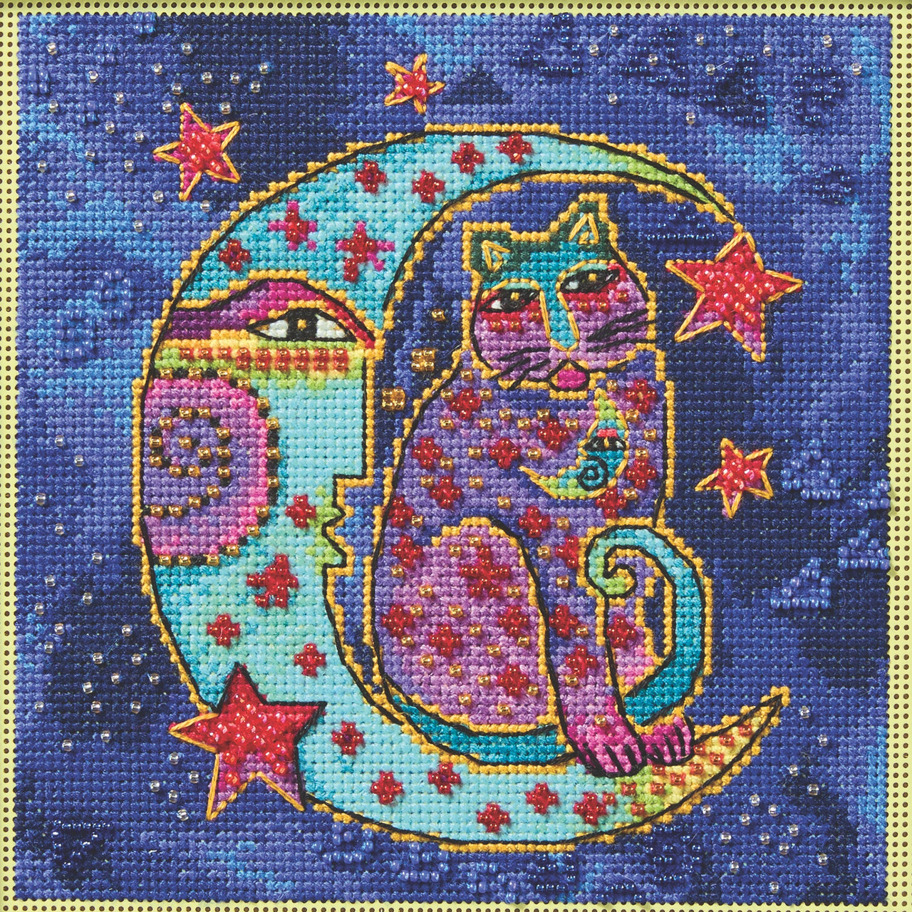 B Kliban CAT ムーンライト セレナーデ 300ピース【激レア希少品】 Moonside Cat Cross Stitch Kit Mill Hill 2025 Laurel Burch LB142511