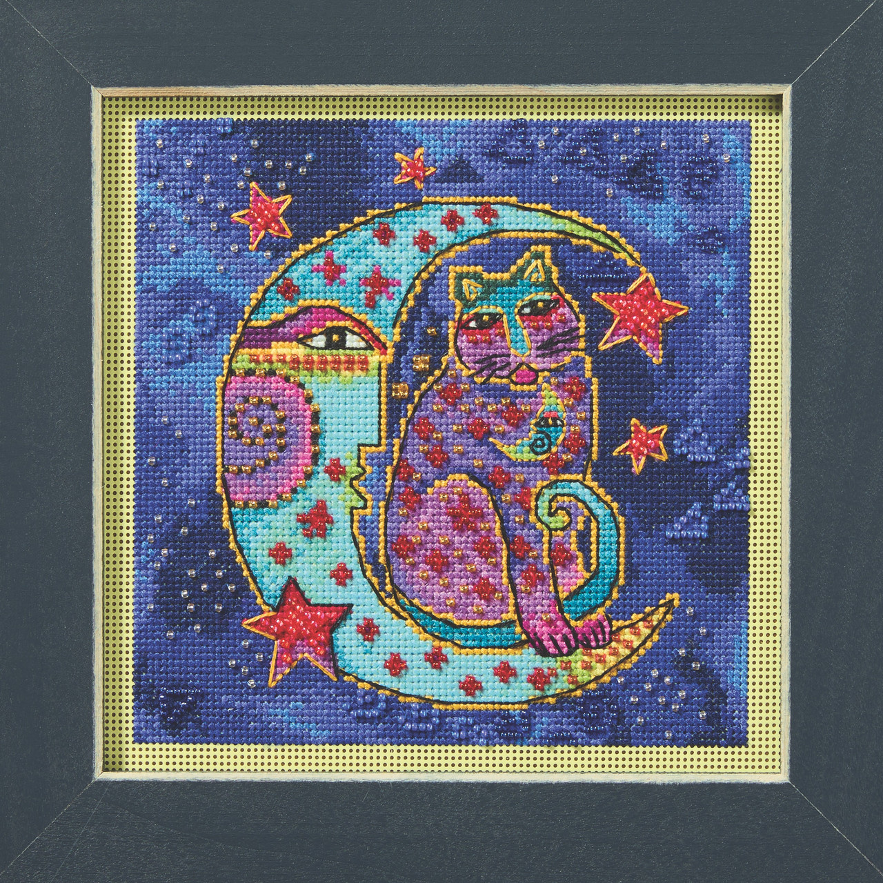 Moonside Cat Cross Stitch Kit Mill Hill 2025 Laurel Burch LB142511