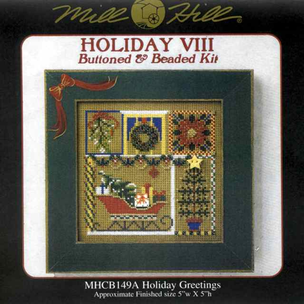 Holiday Greetings Bead Cross Stitch Kit Mill Hill 2000 Buttons & Beads