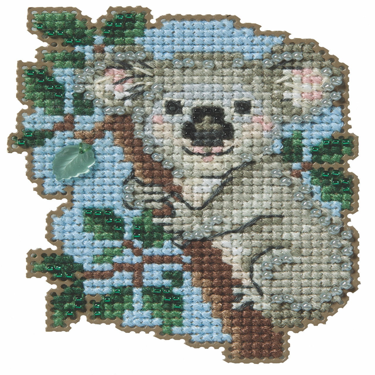 Stitched area of Koala Counted Cross Stitch Kit Mill Hill 2026 Spring Bouquet MH182612