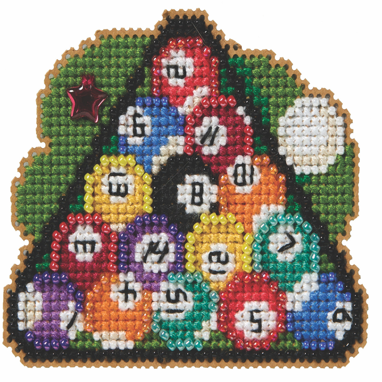 Stitched area of Pool Balls Counted Cross Stitch Kit Mill Hill 2026 Spring Bouquet MH182613