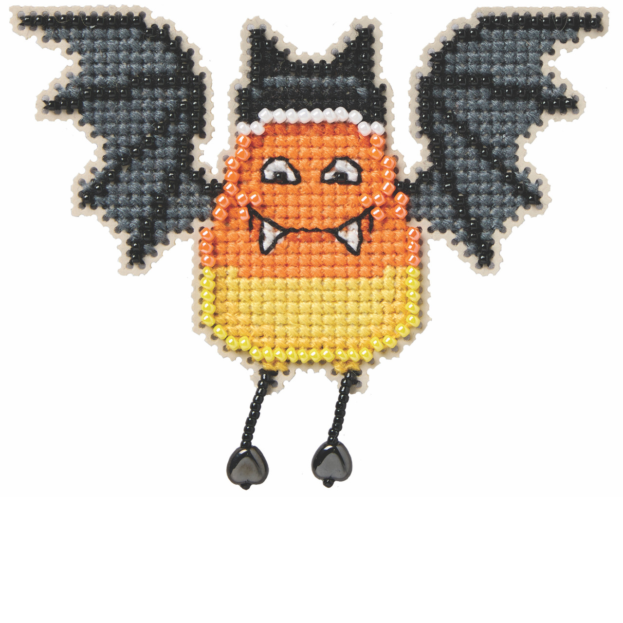 Stitched area of Batty Corn Beaded Cross Stitch Kit Mill Hill 2026 Autumn Harvest MH182621