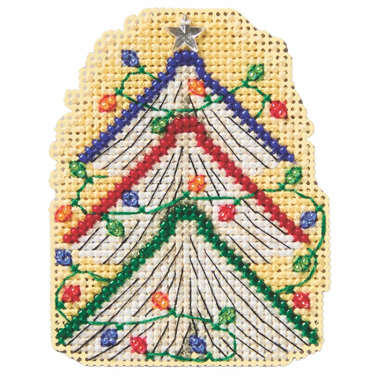 Stitched area of Book Tree Counted Cross Stitch Kit Mill Hill 2026 Winter Holiday MH182632