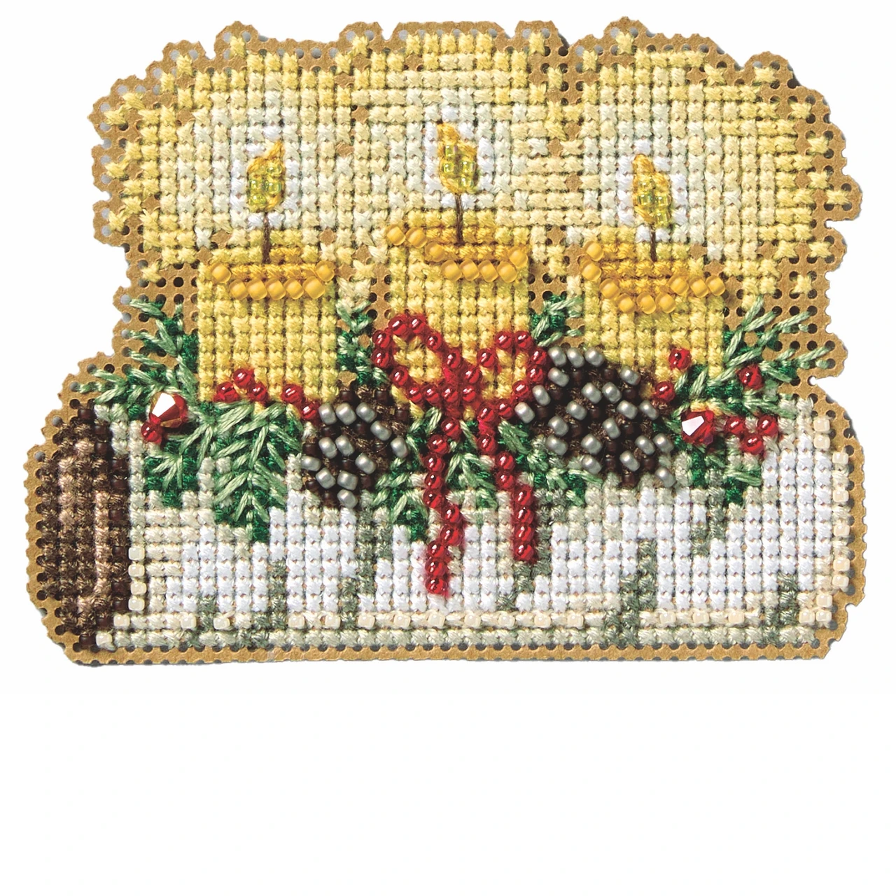 Stitched area of Yule Log Counted Cross Stitch Kit Mill Hill 2026 Winter Holiday MH182634