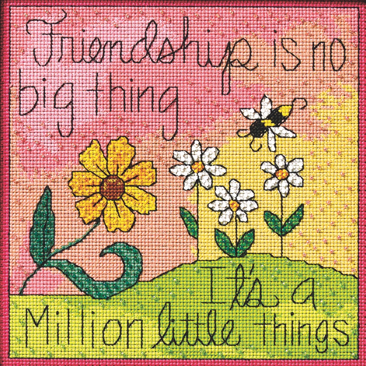 Stitched area of Friendship is No Big Thing Beaded Counted Cross Stitch Mill Hill 2026 Sticks ST152614