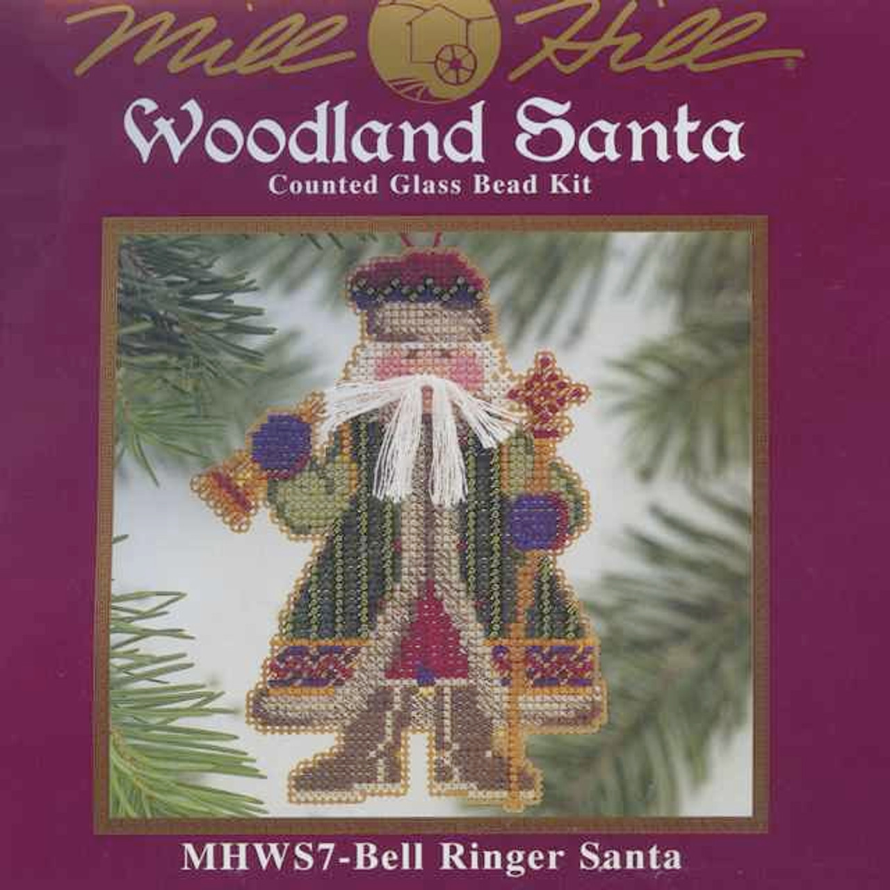 Bell Ringer Santa Beaded Ornament Kit Mill Hill 2001 Woodland Santas