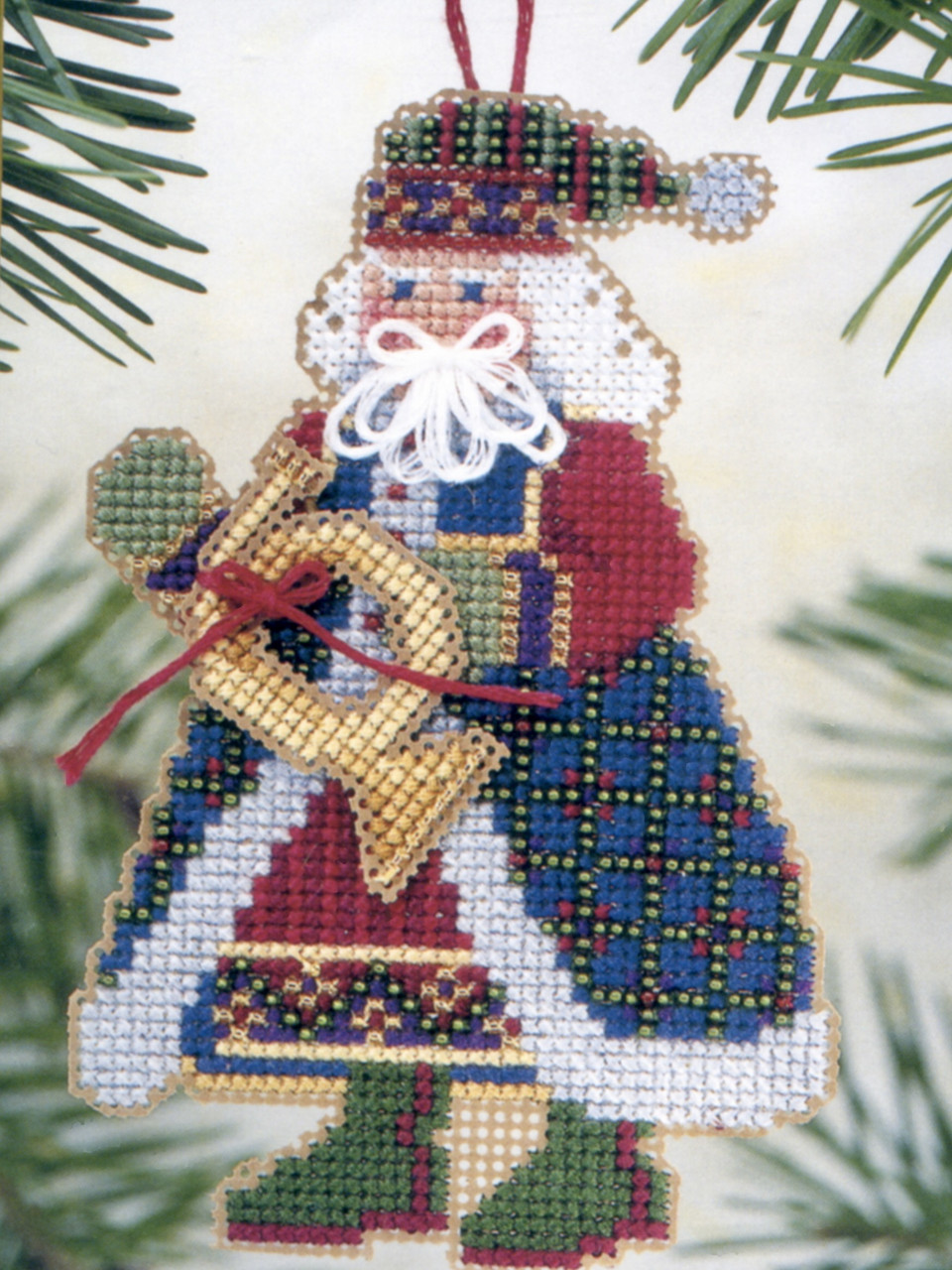 希少 Santa by Bay Window trim a  ジャンク品 French Horn Santa Bead Ornament Kit Mill Hill 2002 Musical Santas