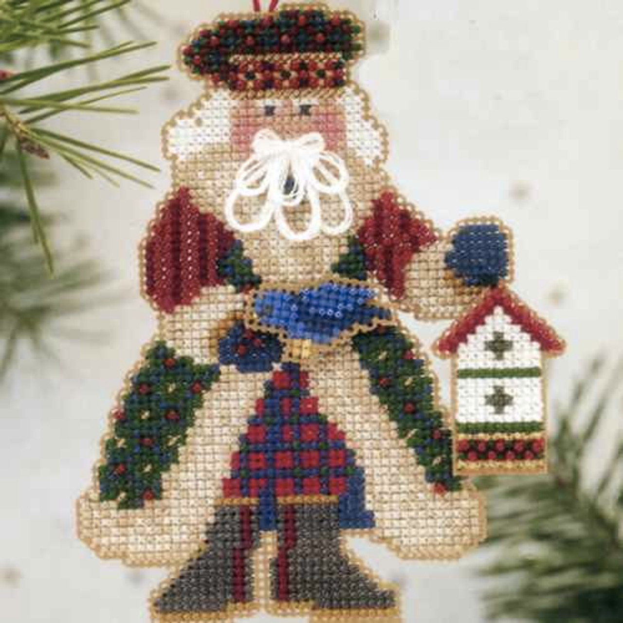 Bluebird Santa Beaded Cross Stitch Kit Mill Hill 2003 Alpine Santas