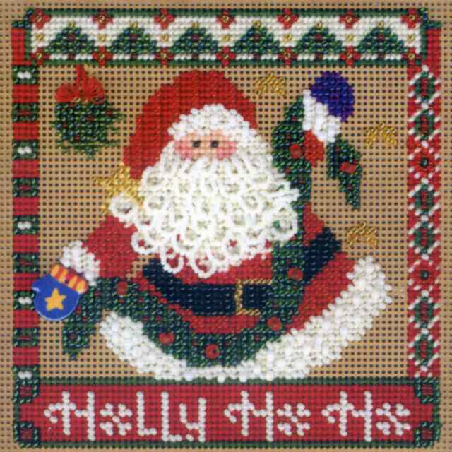 Holly Jolly Season Cross Stitch Kit Mill Hill 2004 Buttons & Beads