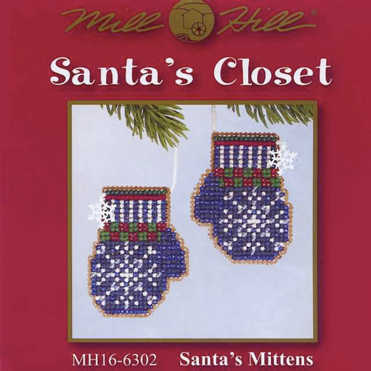 Santa's Mittens Beaded Cross Stitch Kit Mill Hill 2006 Santa's Closet