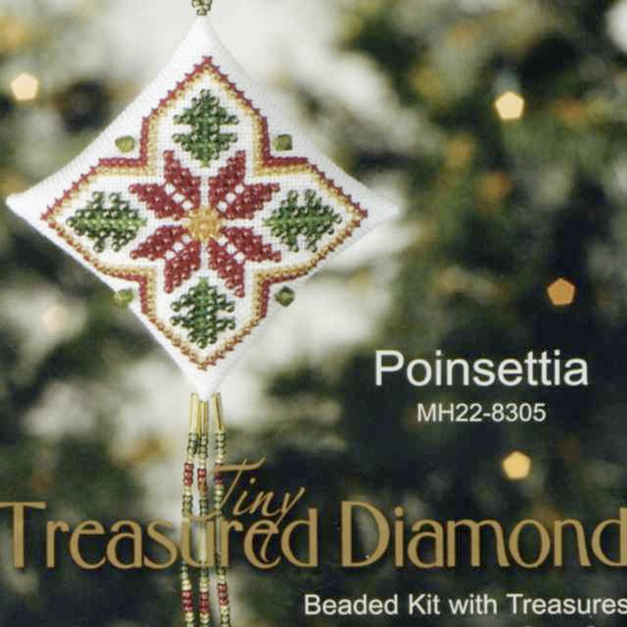 Poinsettia Tiny Treasured Diamond Beaded Ornament Kit Mill Hill 2008