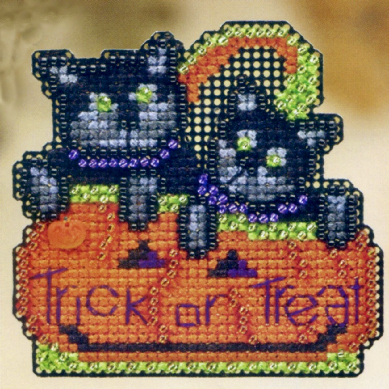 Kitty Treats Halloween Cross Stitch Kit Mill Hill 2009 Autumn Harvest