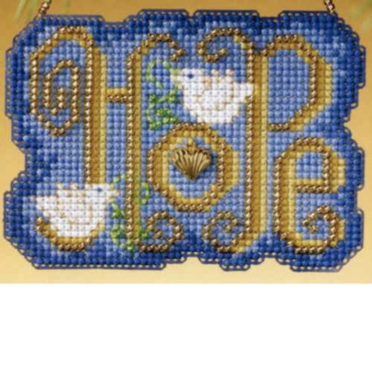 Hope Beaded Cross Stitch Ornament Kit Mill Hill 2009 Winter Greetings