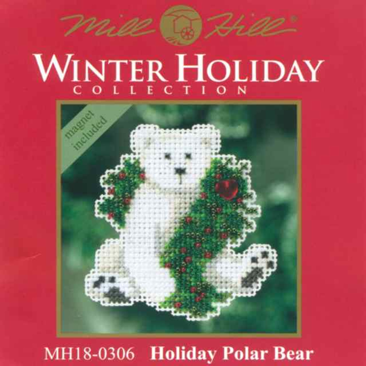 Holiday Polar Bear Beaded Ornament Kit Mill Hill 2010 Winter Holiday
