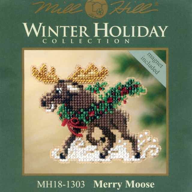 Merry Moose Bead Christmas Ornament Kit Mill Hill 2011 Winter Holiday