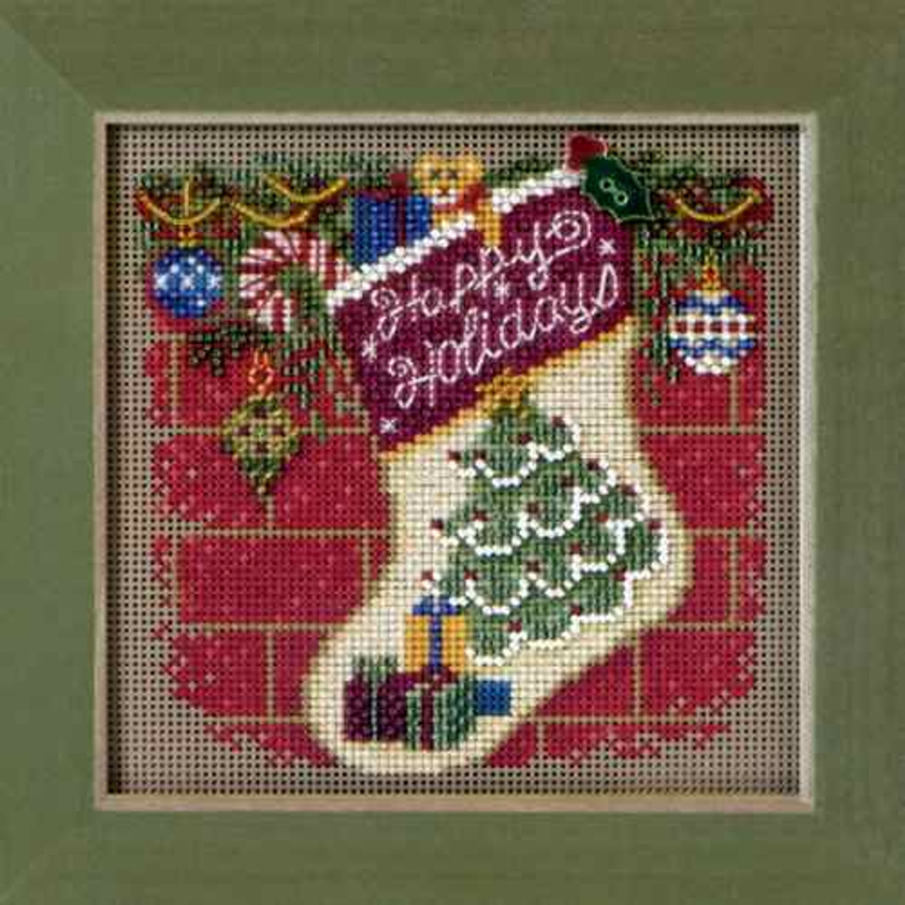 Holiday Stocking Bead Cross Stitch Kit Mill Hill 2011 Buttons & Beads