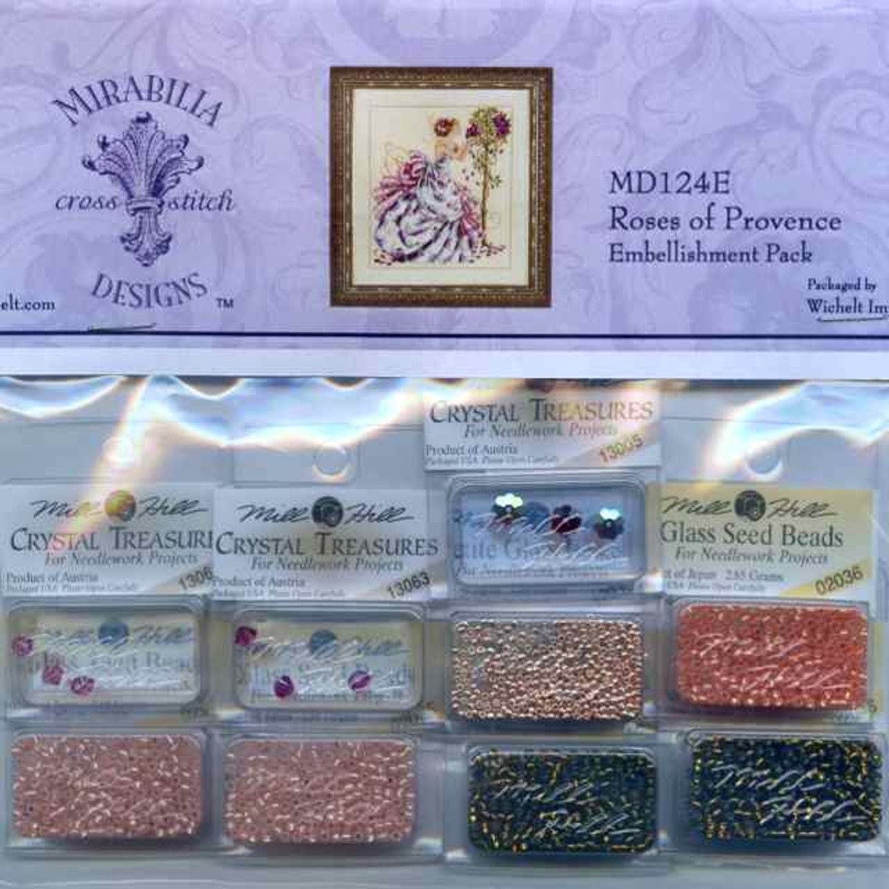 Roses of Provence Kit (Cross Stitch Chart, Fabric, Beads, Braid) Mirabilia MD124