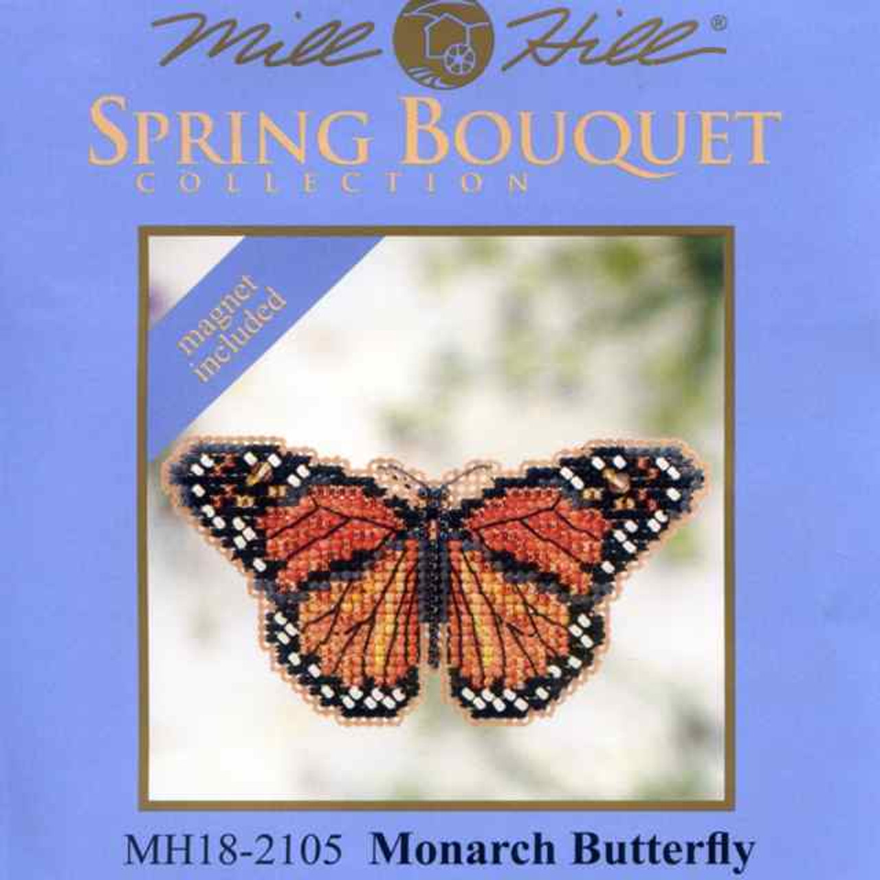  Blue Morpho Butterfly Beaded Counted Cross Stitch Kit Mill Hill  2022 Buttons & Beads Spring MH142216 Multicolor
