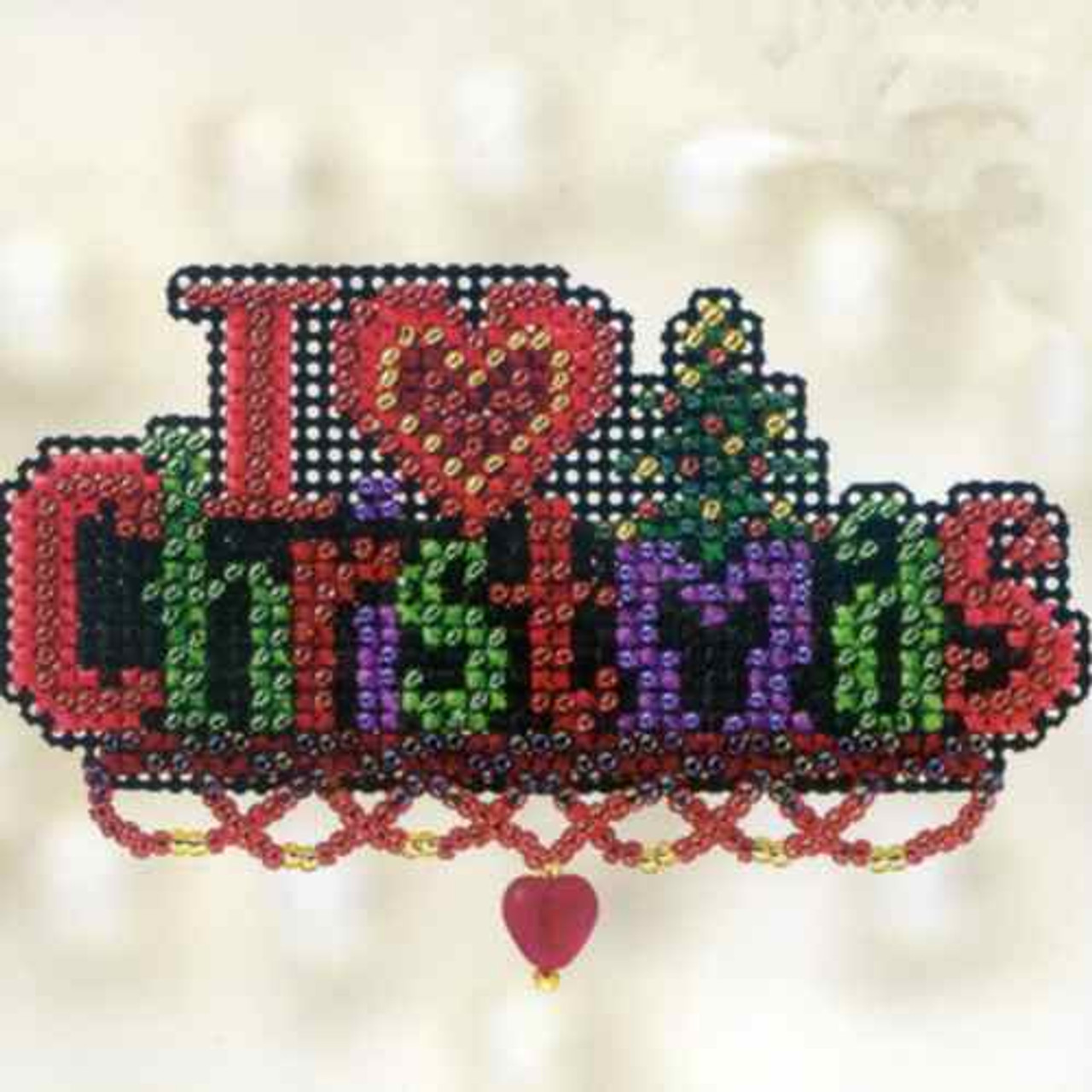 I Love Christmas Beaded Ornament Kit Mill Hill 2012 Winter Holiday