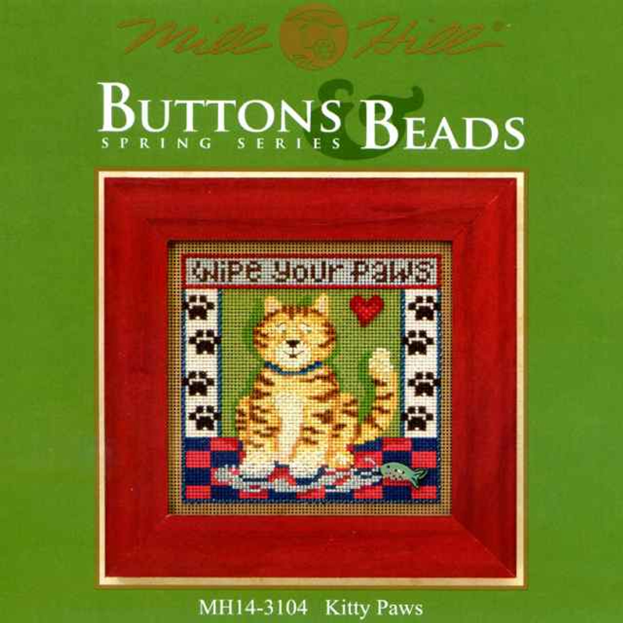 Kitty Paws Cross Stitch Kit Mill Hill 2013 Buttons & Beads Spring