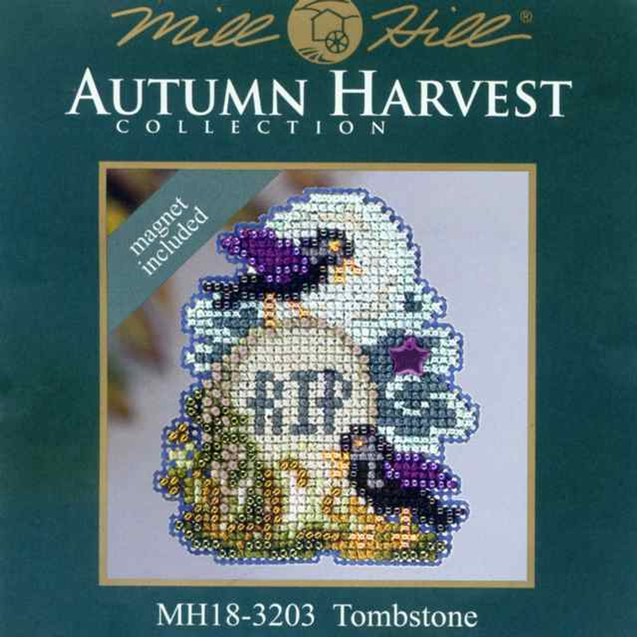 Tombstone Beaded Cross Stitch Kit Mill Hill 2013 Autumn Harvest