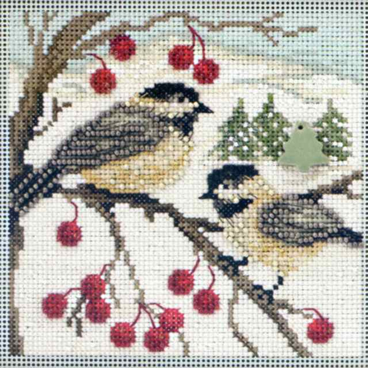 Chickadees Cross Stitch Kit Mill Hill 2013 Buttons & Beads Winter