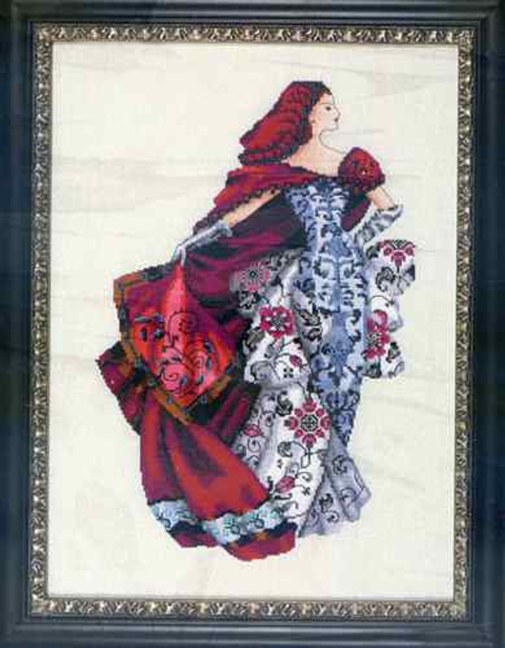 Red Cross Stitch Chart - Fabric - Bead Embellishments - Mirabilia