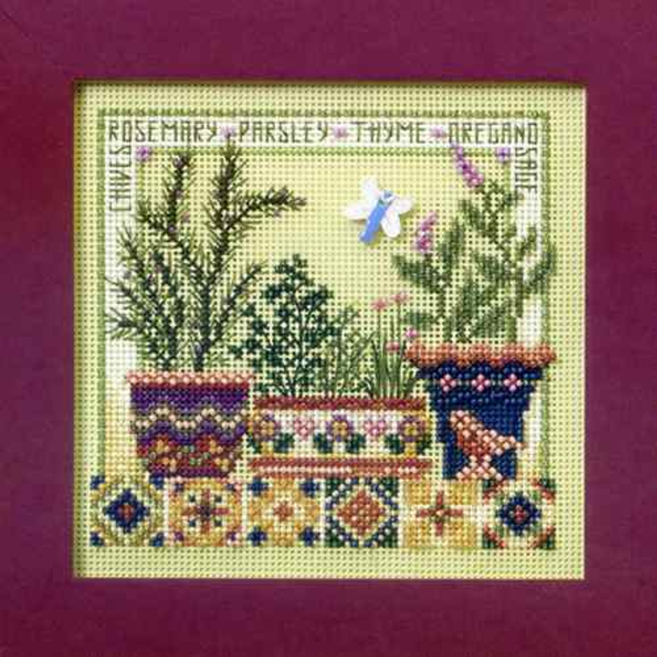 Herb Garden Cross Stitch Kit Mill Hill 2008 Buttons & Beads Spring