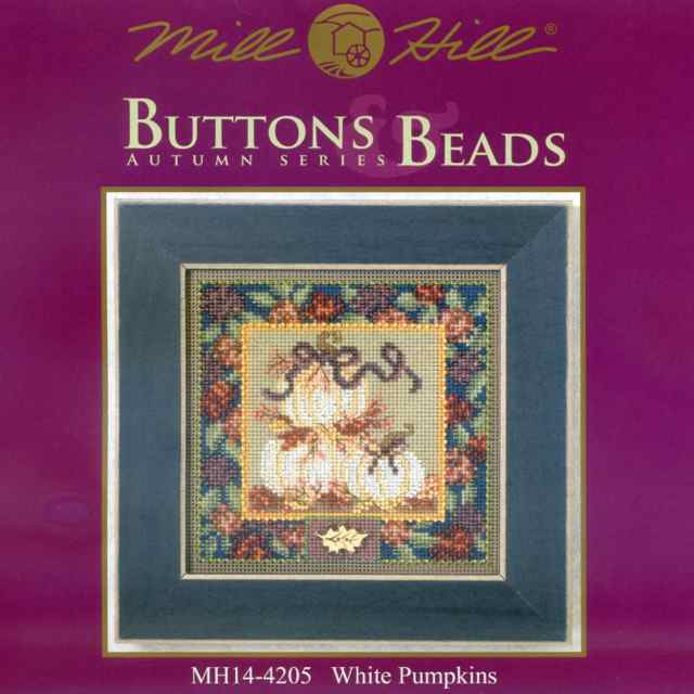 White Pumpkins Cross Stitch Kit Mill Hill 2014 Buttons & Beads Autumn