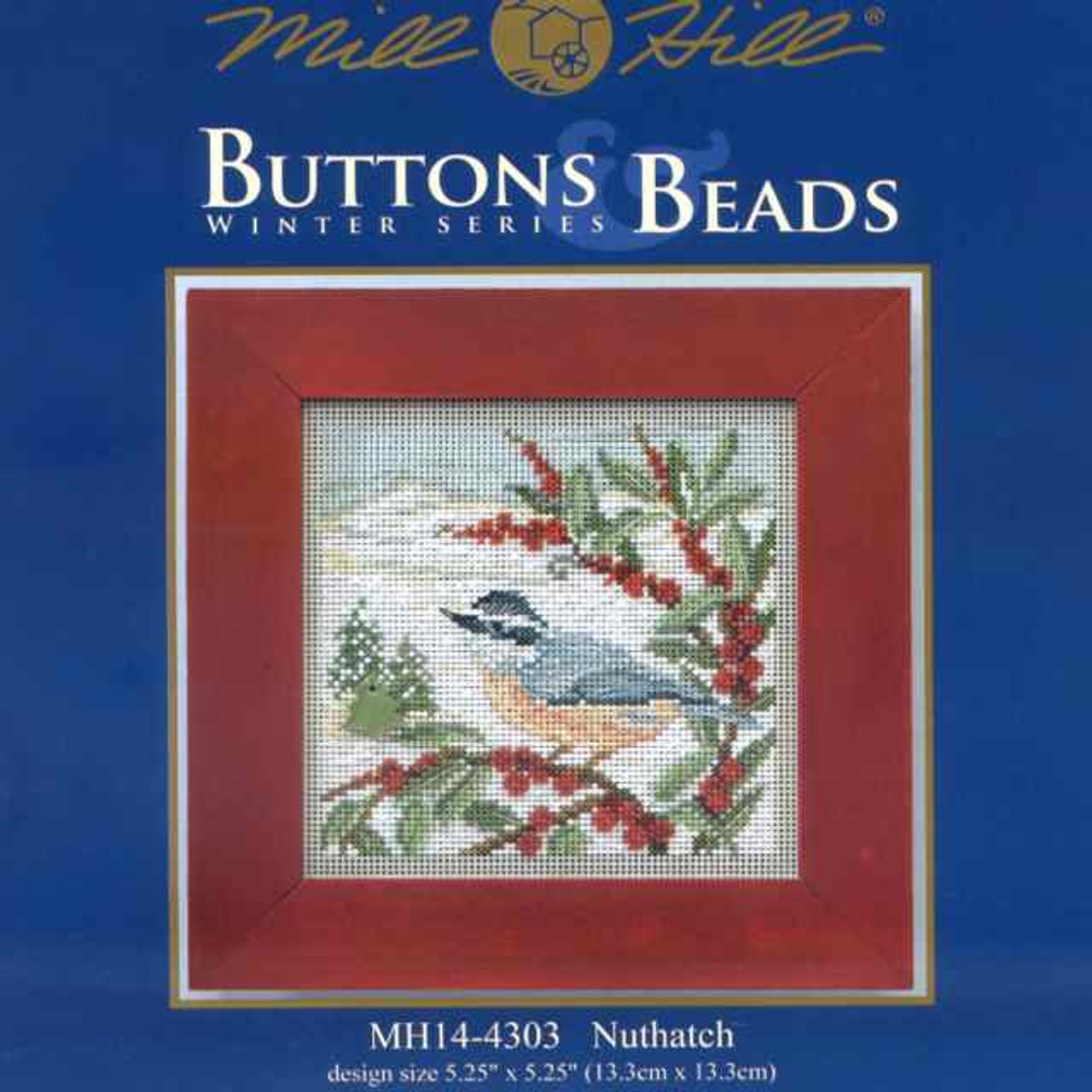 Nuthatch Cross Stitch Kit Mill Hill 2014 Buttons & Beads Winter