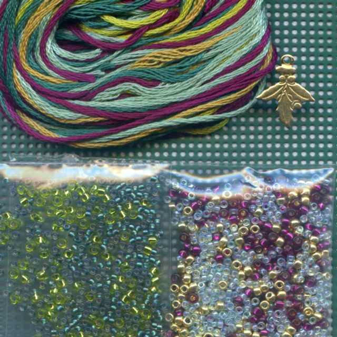 Materials included in Berry Beaded Cross Stitch Kit Mill Hill 2014 Christmas Jewels