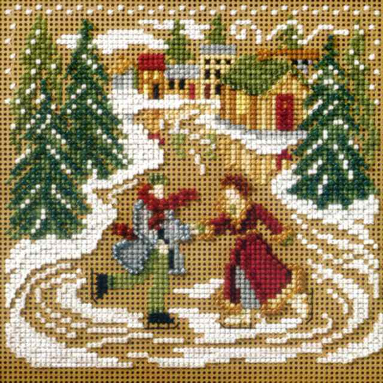 Skating Pond Cross Stitch Kit Mill Hill 2007 Buttons & Beads Winter