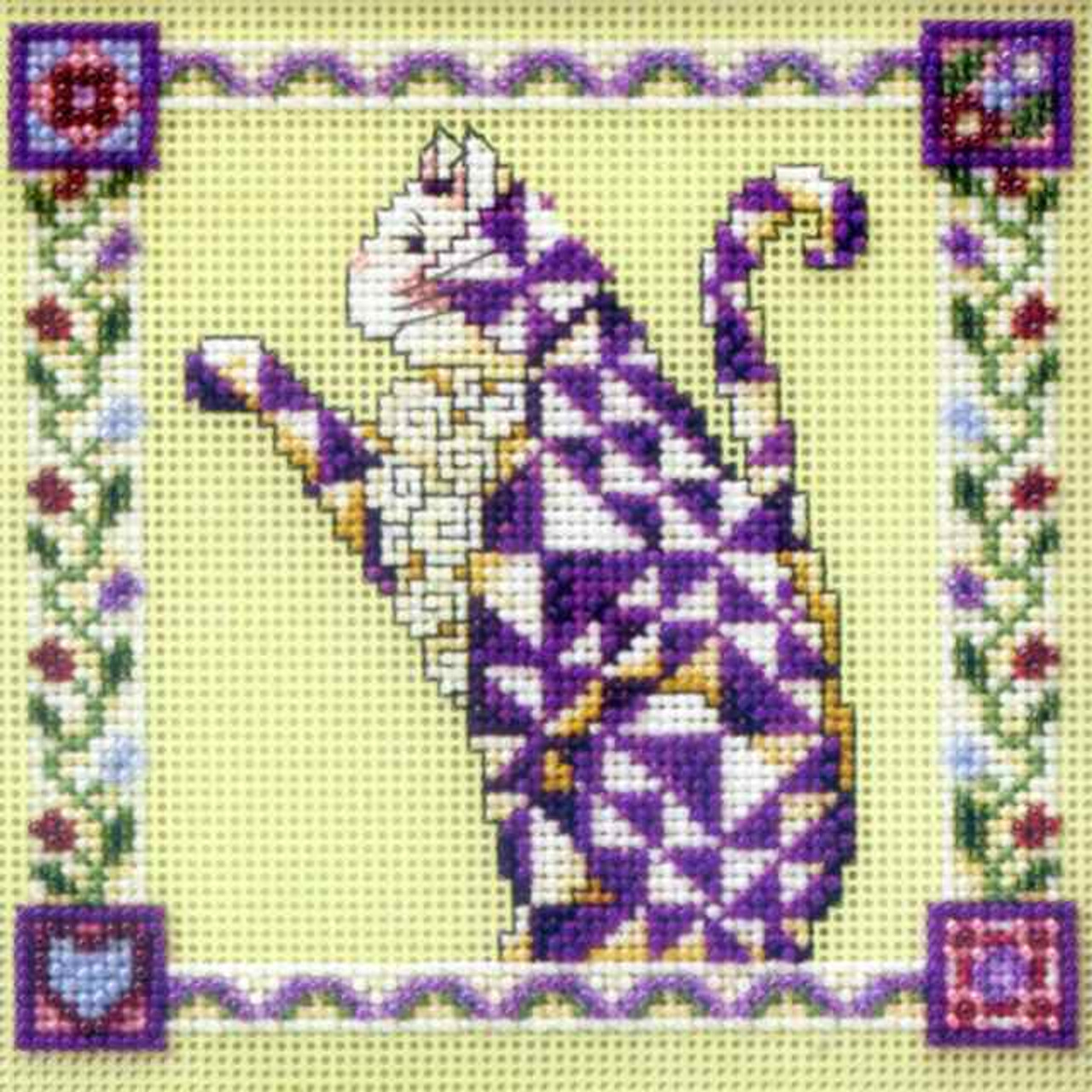 Petunia Beaded Counted Cross Stitch Kit Mill Hill 2008 Jim Shore Quilted Cats