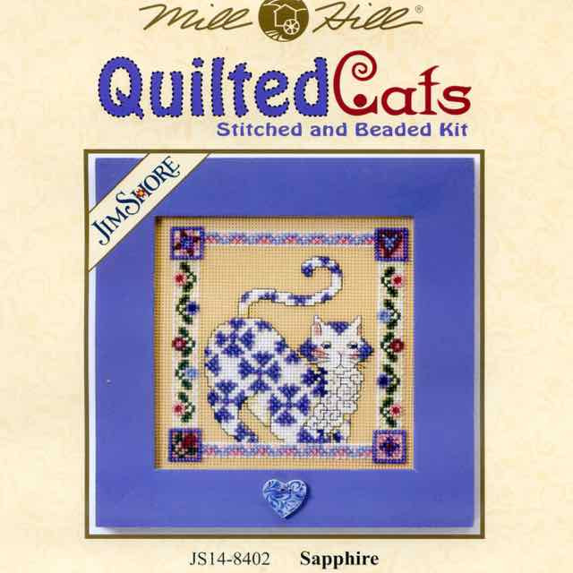 サテラ！ハムハムパンパン　Mili 　コースター　セット　ヒースクリフ Sapphire Beaded Cross Stitch Kit Mill Hill 2008 Jim Shore Quilted Cats