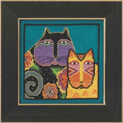 Feline Friends Cross Stitch Kit Linen Mill Hill 2015 Laurel Burch