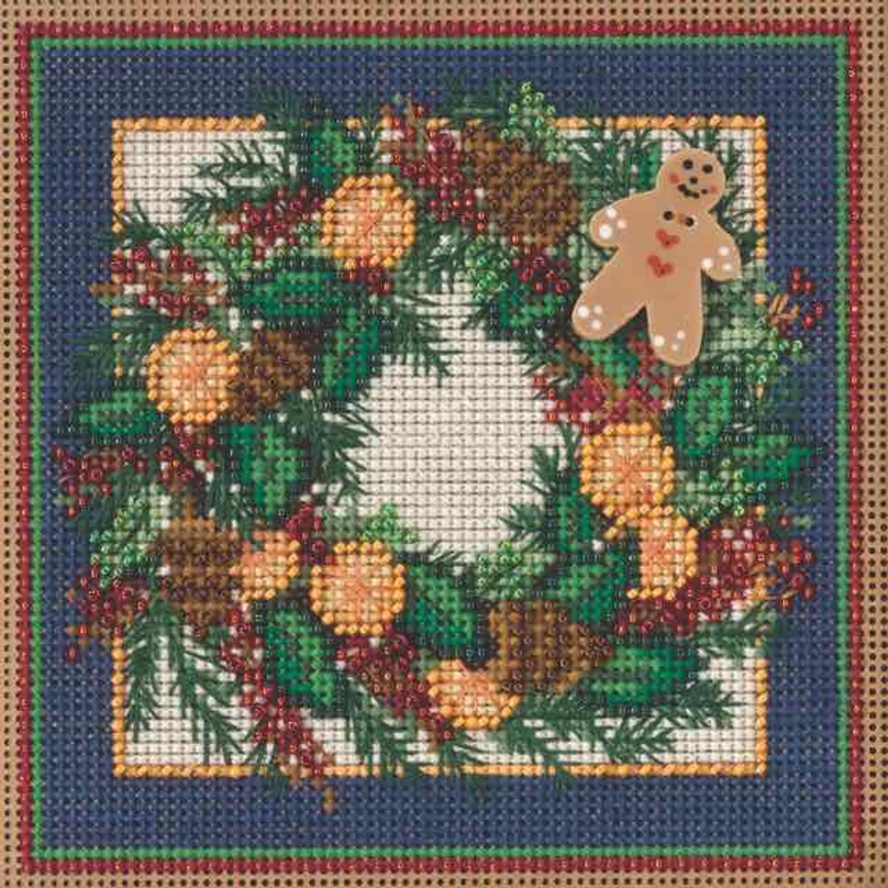 Spiced Wreath Cross Stitch Kit Mill Hill 2015 Buttons & Beads Winter MH145304