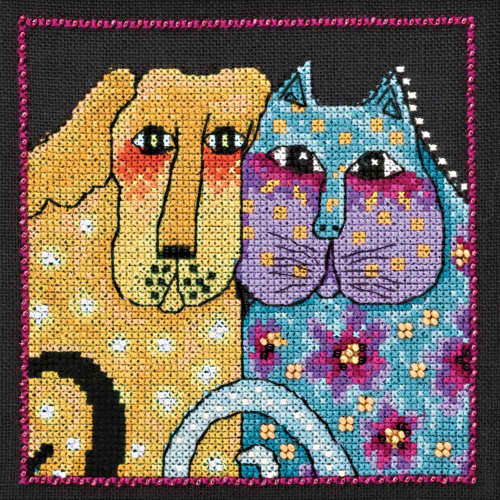 Fur-ever Friends Cross Stitch Kit (Linen) Mill Hill 2016 Laurel