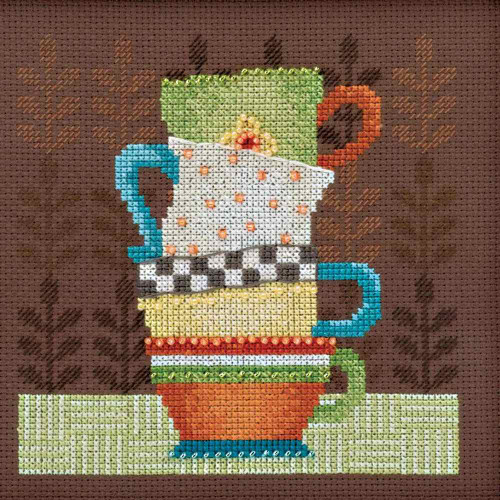 Coffee Cups Cross Stitch Kit Mill Hill Debbie Mumm 2016 Good Coffee & Friends DM301615