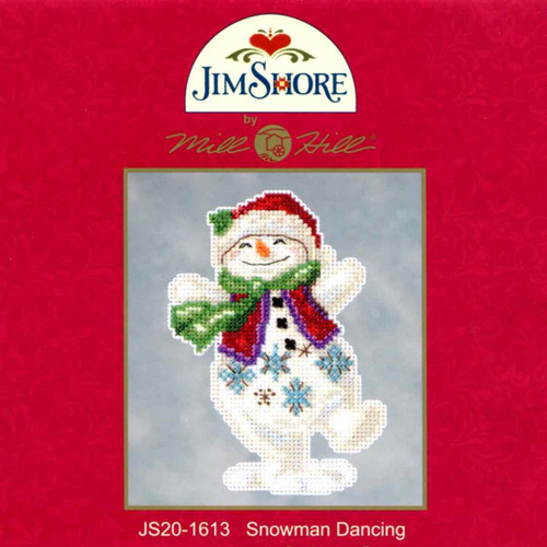 Package insert for Snowman Dancing Counted Cross Stitch Kit Mill Hill 2016 Jim Shore JS201613