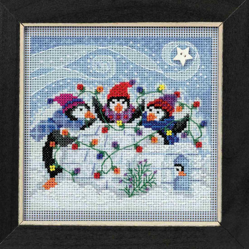 Playful Penguins Cross Stitch Kit Mill Hill 2018 Buttons Beads Winter MH141832