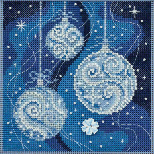 Stitched area of Ornament Elegance Cross Stitch Kit Mill Hill 2018 Buttons Beads Winter MH141835