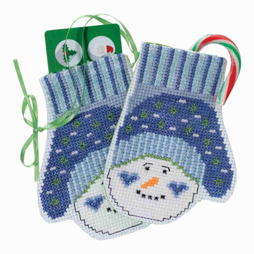 Snowman Mittens Beaded Cross Stitch Ornament Kit Mill Hill 2018 Mittens Trilogy MH191831