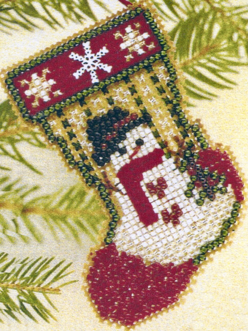 Snowman Stocking Bead Ornament Kit Mill Hill 1997 Charmed Stockings