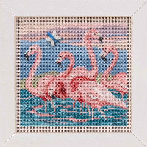 Flamingos Cross Stitch Kit Mill Hill 2019 Buttons & Beads Spring MH141916