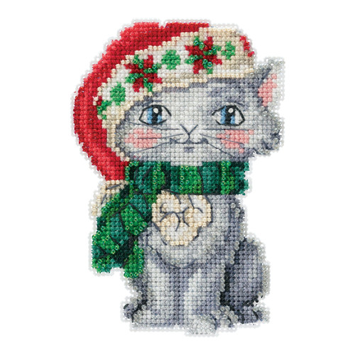 Kitty Cross Stitch Christmas Ornament Kit Mill Hill 2019 Jim Shore JS201912