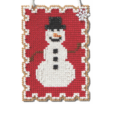 Snowman Counted Cross Stitch Kit Mill Hill 2024 Holiday Stamps MH162435
